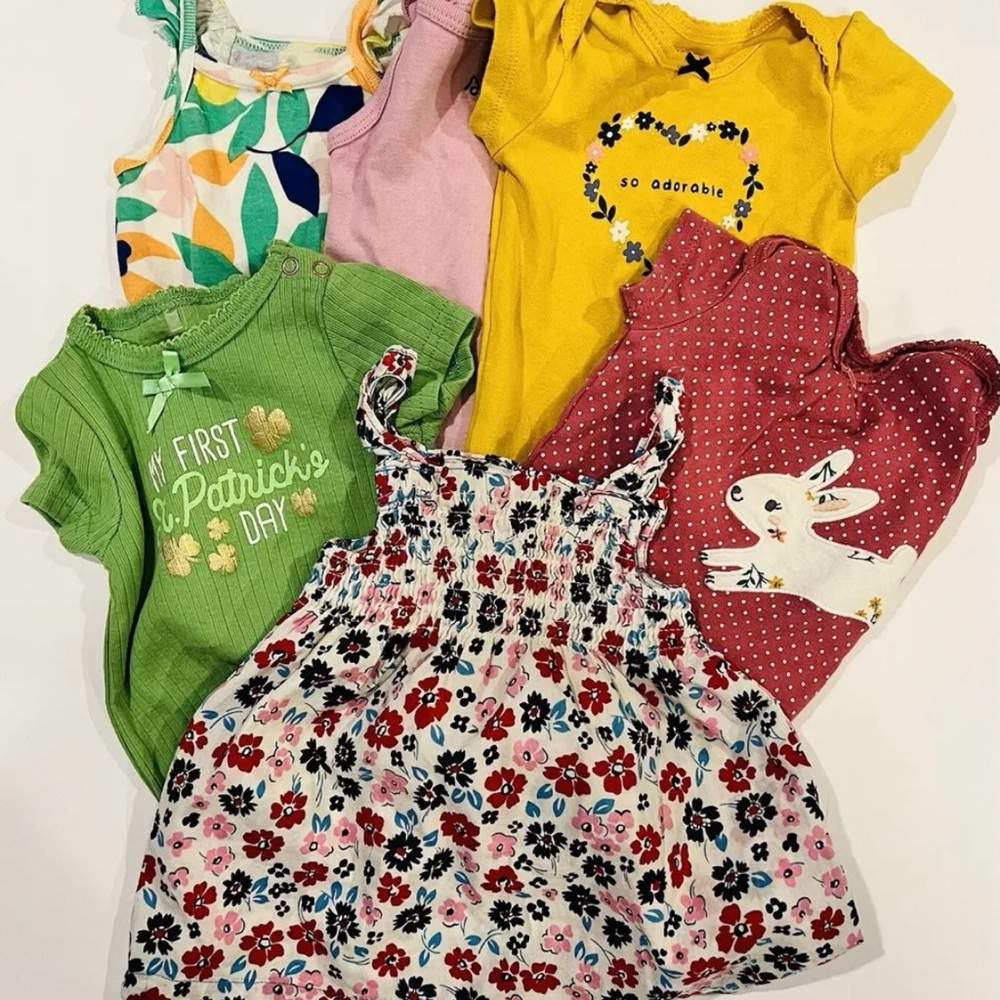 Lot of (6) 3 Months  Girls One Piece And Tops. Carters, Osh Kosh, Tahari
